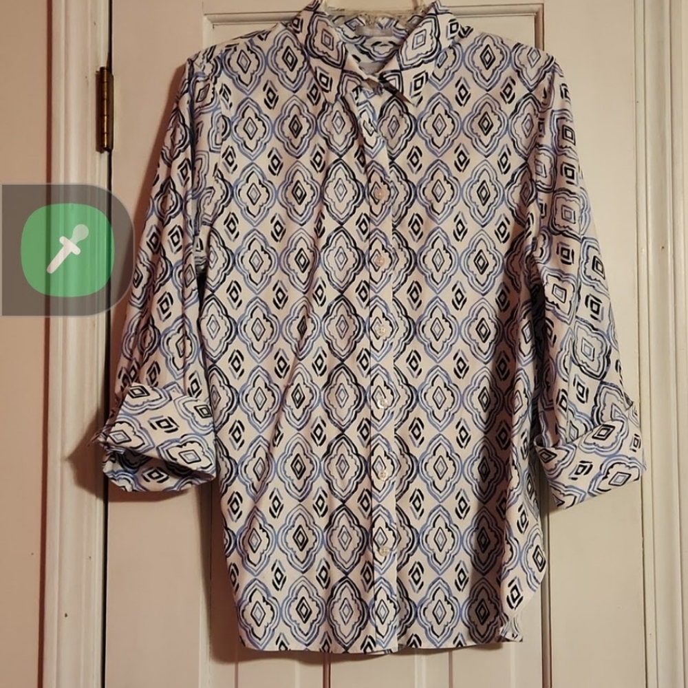 CHICO'S NO IRON 3/4 SLEEVE CHIC STRETCH BLOUSE EXCELLENT CONDITION